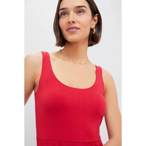 Tuckernuck POMANDER PLACE Red Leon Dress Scoop Neck Fit Flare Midi Pockets sz S - Picture 5 of 8